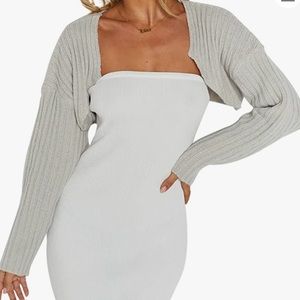 Light Grey Shrug Cropped Sweater
